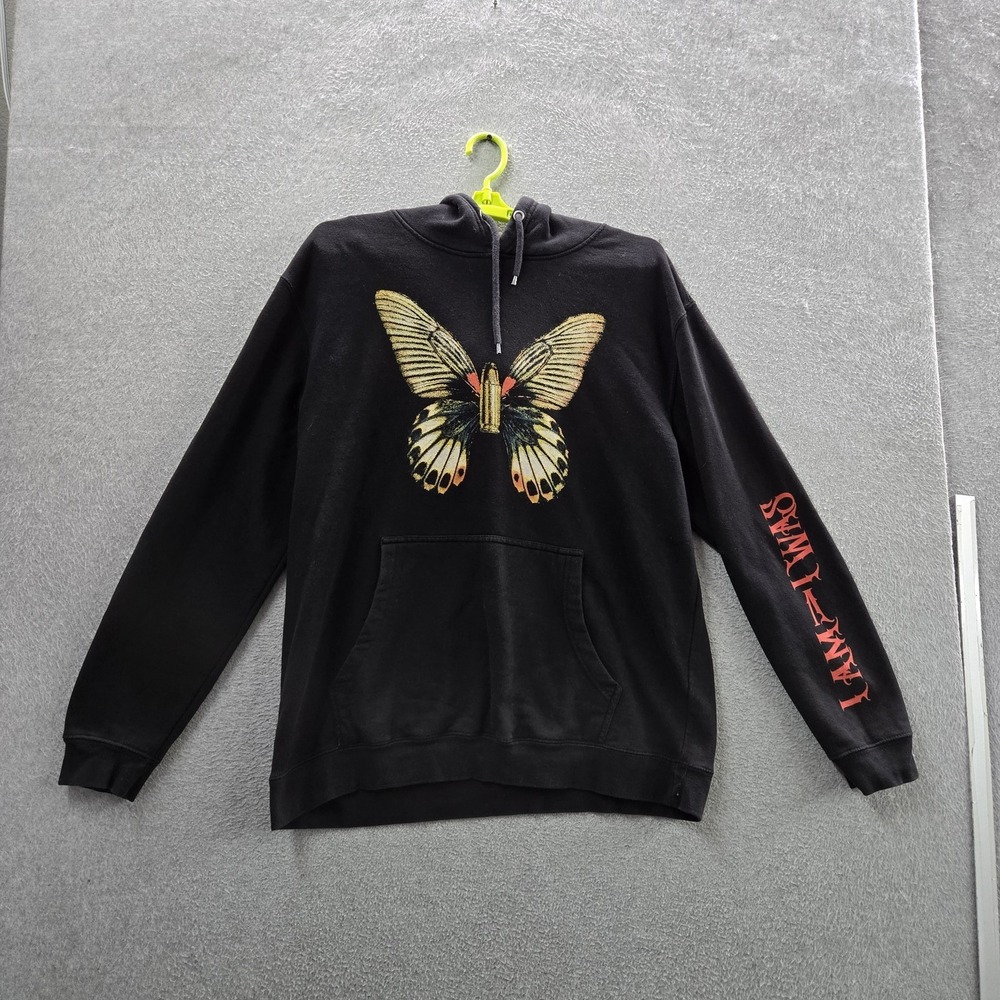 21 Savage Men Hoodie XL Black I Am I Was Tour Fleece Butterfly Logo Full Zip